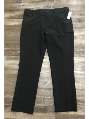 Izod Mens 38x32 Black Straight Fit Stretch Flat Front Pants New with Tags